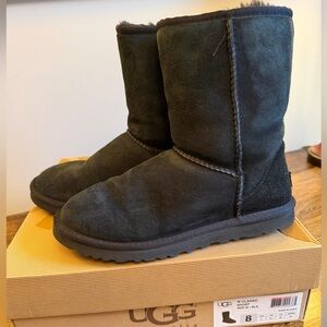 UGG Black Suede Boots Classic Short